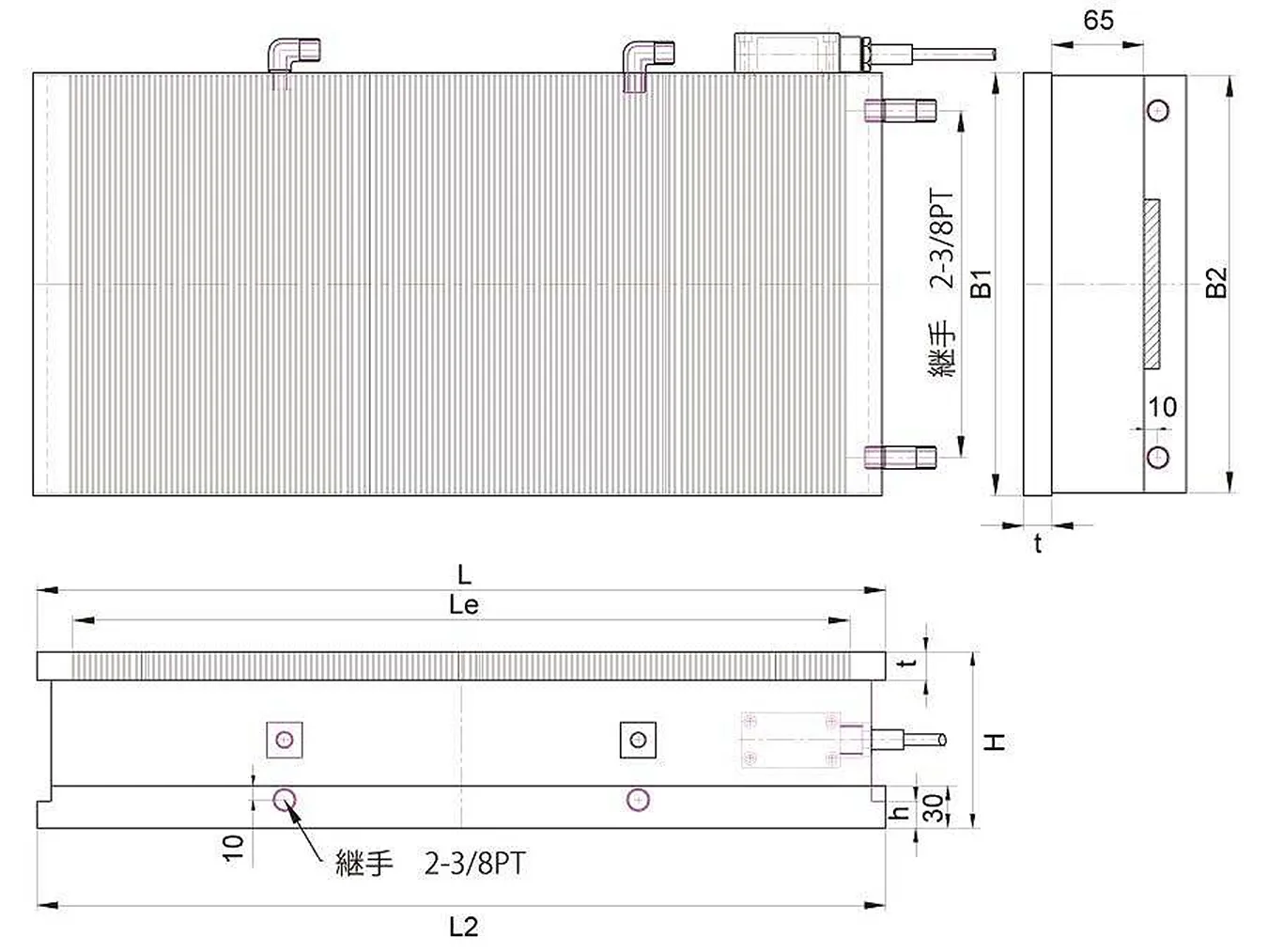 水冷式電磁チャック(コントローラー別売)